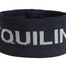 Equiline Damen Strick Mütze Twist schwarz mit Bommel und Equiline Logo 